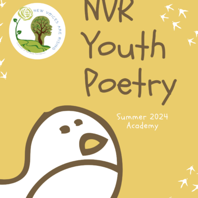 A cover of a book called NVR Youth Poetry. Th book is yellow with a small white bird and it's footprints on the cover.